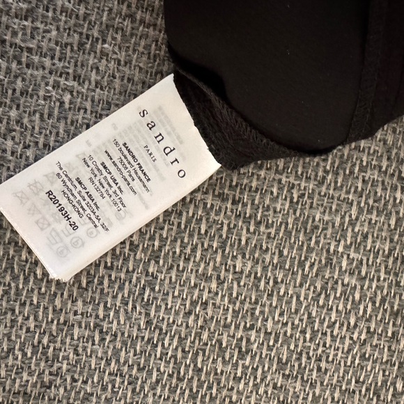 Sandro Black Mini Dress with White Lace Bib Trim Size 34 NWT - Picture 7 of 12